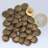 Old Gold Nylon Metalized Shank Button With Flower Branch #KMQ4003 - ACCESSOIRES LEDUC BV